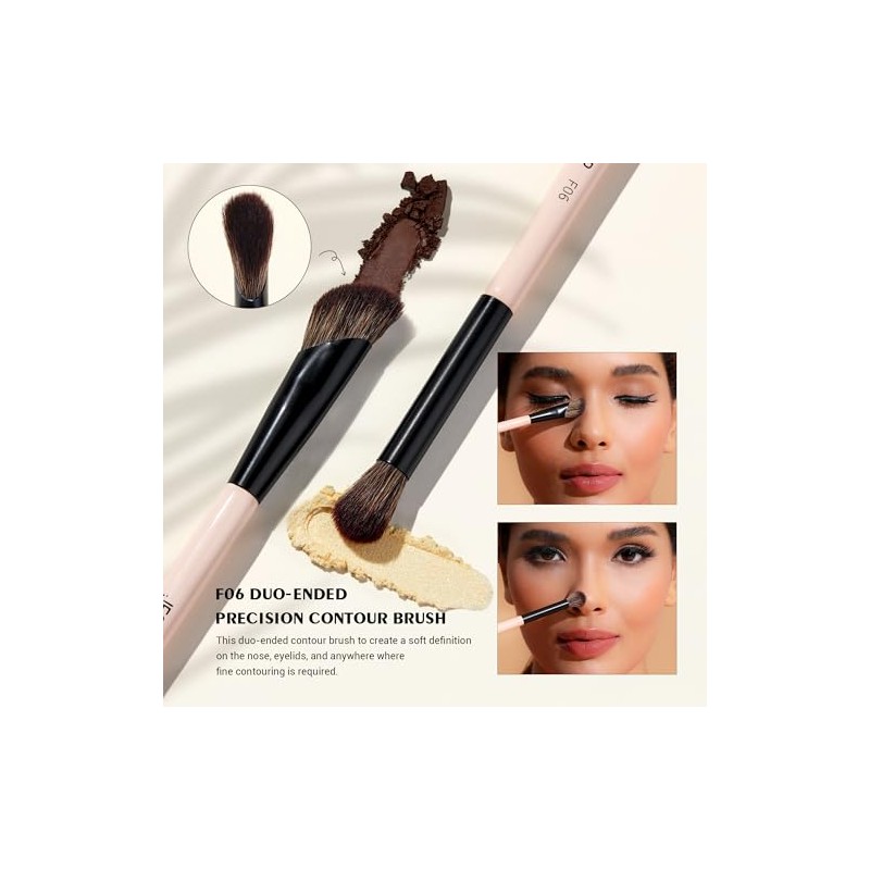 Jessup 3 Brochas de Maquillaje Rostro Doble Punta para Contorno