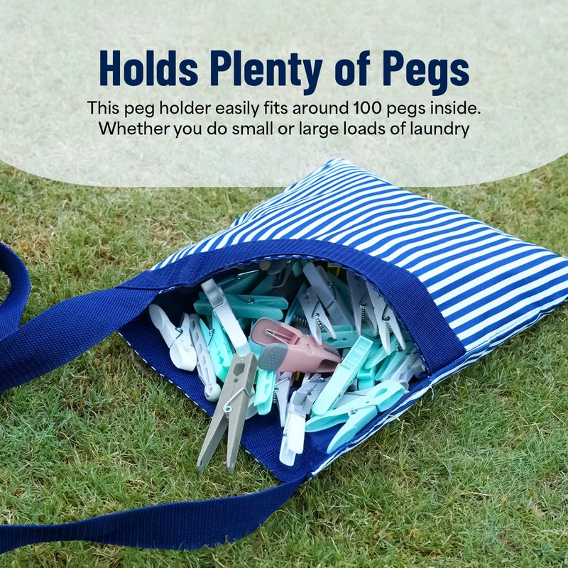 Peg Bag with Shoulder Strap | Striped Pattern Peg Holder
