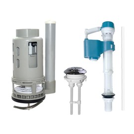 Ulinlo Pouly 3-Inch Dual Flush Valve Replacement Kit for One Piece Toilet: Include 8" Height Flush Valve, 2.2" Threaded Button, Fill Valve. Fits Tanks 10-13.5" Tall, Drain Holes 3.2-3.6"