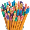 Bright Neon Funny Face Pencil Top Erasers - 1.25" (Pack