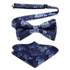 HISDERN Pre-Tie Solid Paisley Bow Tie Pocket Sqaure Men's Bowties
