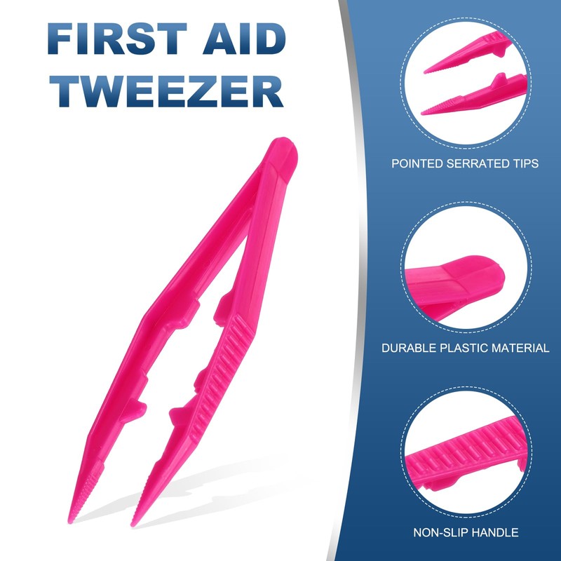 PATIKIL 30 Pcs Plastic Tweezers for Craft, 4" Small Plastic