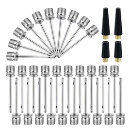 34 pieces ball pump needles, ball pump needles for sports balls, valve needles for ball pump, comes with four nozzles, quick and easy inflation of football, handball, basketball, volleyball