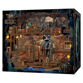 Book Nook Kit - DIY 3D Wooden Puzzle Miniature House with LED Lights - Creative Crafts for Adults - Bookshelf Insert Decor - Educational Gift for Family & Friends（Pirate Bay）