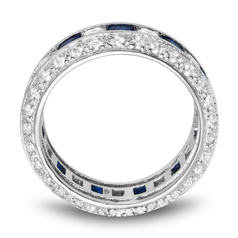LaRaso & Co Sterling Silver Simulated Sapphire Blue White Anniversary