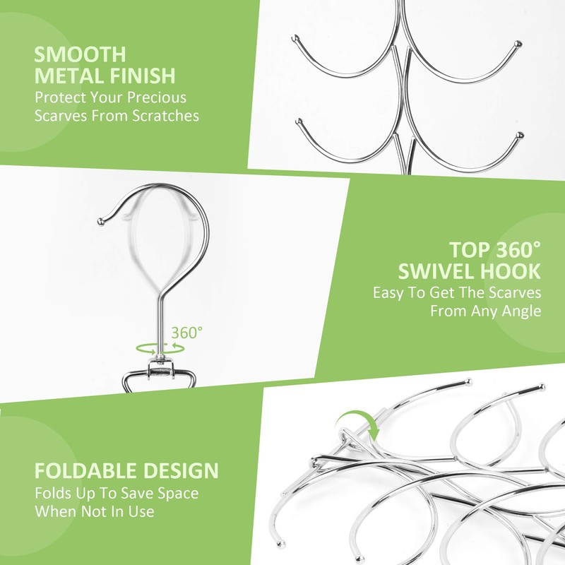 OMHOMETY 2 Pack Scarf Hanger for Closet, 20 Large Capacity