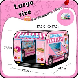 Britik Pop up Play Tent for Kids Aged 1-3 Years Old Boys and Girls : Ice Cream Playhouse Toy Play Tents for Toddlers 3-5 Kids Tent Indoor Outdoor Playhouse Toys for 1 + Year Old, Ice Cream