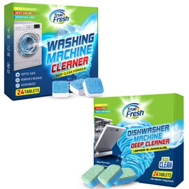 Washing Machine Cleaner & Dishwasher Cleaner Tablets - 48-Pack Bundle Compatible with Front Loader - Top Loader & He Machines and all Dishwashers Removes Buildup Lime Scales and residues - Septic Safe