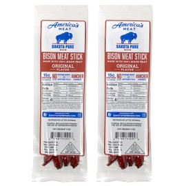 Dakota Pure Bison Meat Stick Pack of 2 (8 Meat Sticks) Original Bison Jerky Sticks - Hormone and Antibiotic Free, 2 Pack