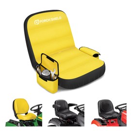 Porch Shield Tractor Seat Cover – Waterproof Riding Lawn Mower Seat Cover with Buffer Base Lawnmower Seat Replacement Cover Up to 15”(Black and Yellow)