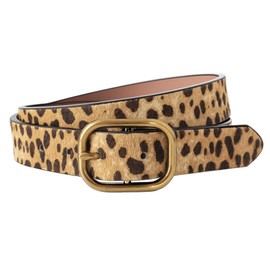 MJNUONE Leopard Print Belt for Women Leather Waist Belts Classic Needle Buckle Animal Printed forJeans dress Party Outfits (Leopard print01-28mm, L-waist 36''-40'')