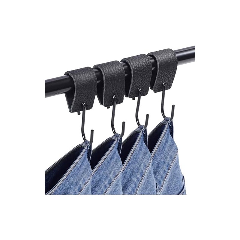 Vroxdrez S Hooks with Leather Loop - Black, Pack of