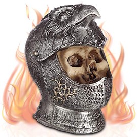 mtb more energy Decorative Skull "Knight of The Hawk" - Helmet with Bird Motif - Height 10 cm - Skull Figure Decoration