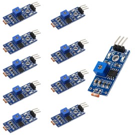 Photosensitive Sensor Module, Photoresistor Module, 3-Wire Reflection, Photoelectric Switch, Smart Car, Robot, Sensor, Sensitivity Adjustable, Detector, Arduino (Photoresistor Sensor Module, Set of 10)