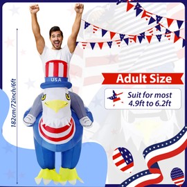 WinnerWhy Inflatable Eagle Bald Bird Costume for Adult Student Teacher Independence Day Blow up Costumes for Halloween(Flag)