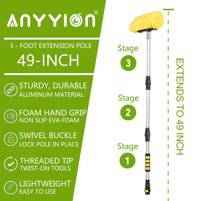 Anyyion 49inch Car Wash Brush with 10 Inch Soft Bristle,