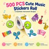1.5 inches 500pcs Cute Music Stickers Roll, 8 Instrument Designs