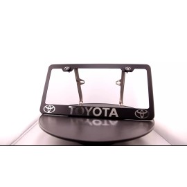 KA Laser Engraved Fit Toyota Mirror Matte Black License Plate Frame Stainless Steel