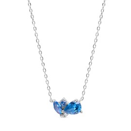 Sterling Silver Necklace with with Elegant Blue Topaz Gemstones