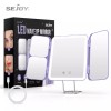 Sejoy Tri-fold LED Makeup Mirror Magnifying Touch Rechargeable Travel Pocket