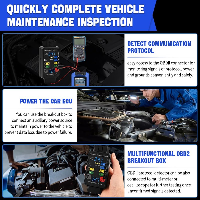 Professional OBD2 Breakout Box with LED Indicator, 16-Pin Diagnostic Tool
