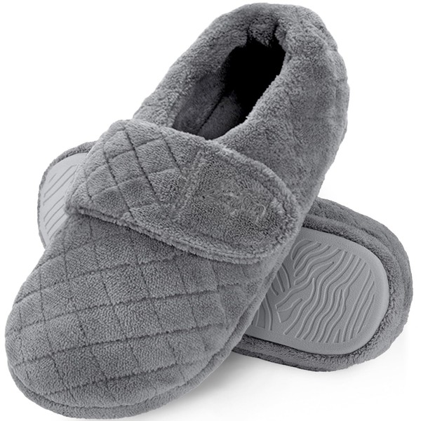 LazyStep Women's Nana Adjustable Slippers with Wide Width, Soft Curly