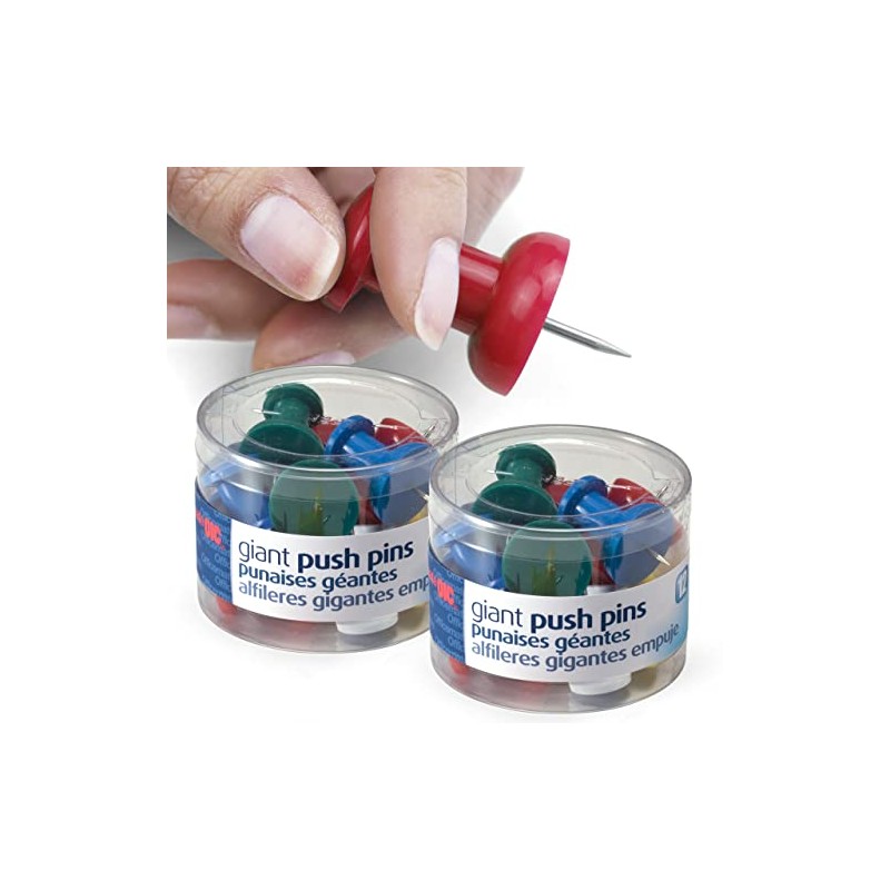 Officemate 92905 - Pinzas gigantes, colores surtidos, 2 tinas de