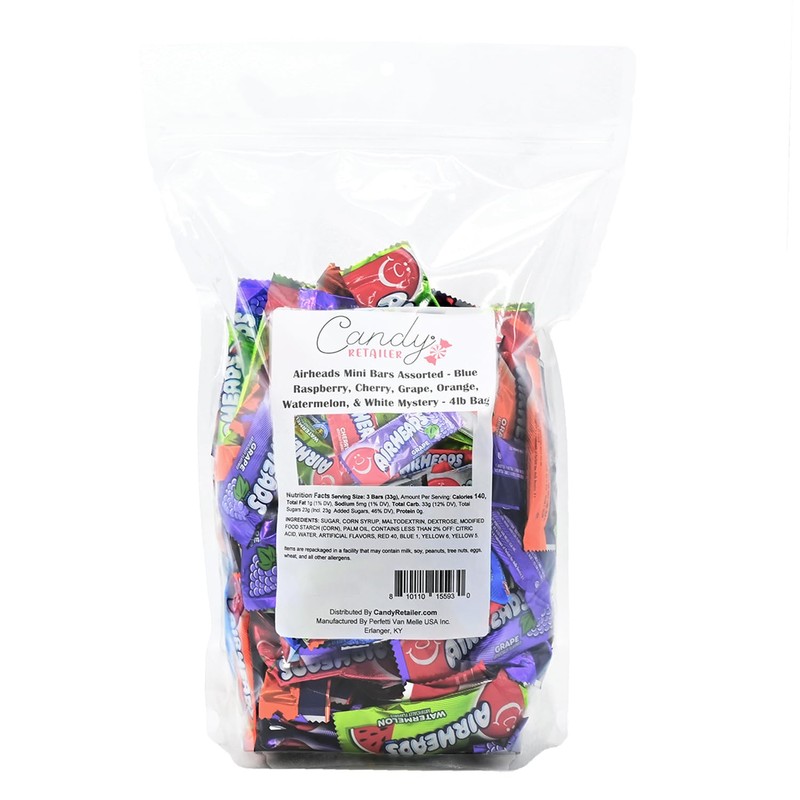 Airheads Mini Bars Assorted - Blue Raspberry, Cherry, Grape, Orange,