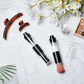 Tioncy Brochas Polvos Compacta Recargables Cepillo Aplicador Viaje Reutilizable Frasco Botella Polvo Suelto Brocha Retráctil Tinte Rubor Maquillaje