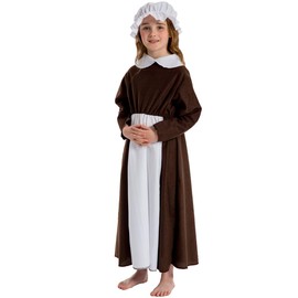 Charlie Crow Alice Victorian/Edwardian Maid Costume For Kids. 5-7 years. Brown and White.