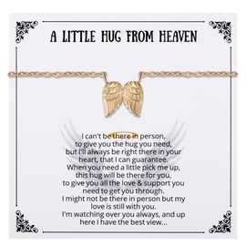 Ralukiia Angel Wings Necklace Gift from Heaven, Memorial Gift for Deceased Mother Father Husband Grandpa Grandma Brother Sister, Sympathy Condolence Gifts, Mourning Jewelry, Gold