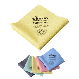 Vileda Professional 5 Unidades Amarillas Purmicro Active Paño de Microfibra con Recubrimiento de Poliuretano para Alta absorcion con Gran Durabilidad (Uso rudo)