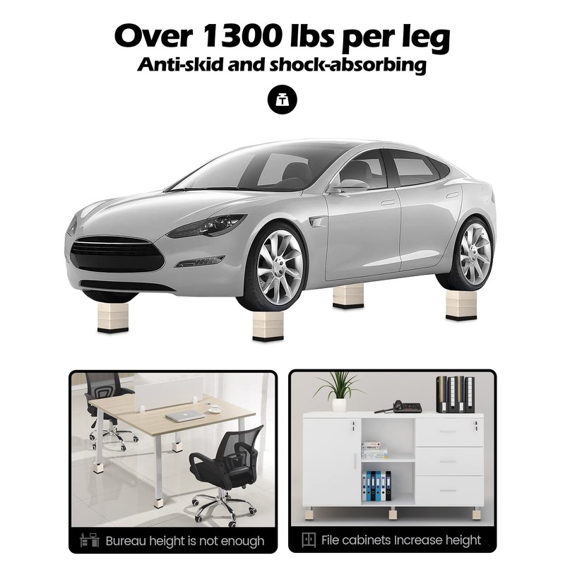 Furniture Risers, Tclouda Bed/Sofa/Desk/Table/Chair Leg/Fridge Lifts to 1.5, 3 and