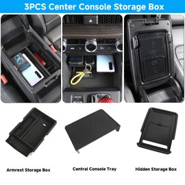 Bercicci 3PCS Center Console Organizer Compatible with Honda CRV 2023 2024 2025 Accessories（Include Hybrid） Armrest Hidden Storage Box Center Console Tray