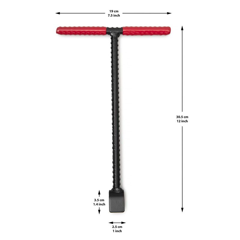LUNEFOLKS 12"/305mm Stopcock Key - Carbon Steel T-Style Handle, with