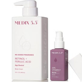 Medix 5.5 Loción Corporal Con Retinol Medix + Suero Hidratante Potenciador Con 20% De Vitamina F(Set De 2 Piezas) Tratamiento Para Piel Con Arrugas Crema Corporal Con Retinol Crema De Retino