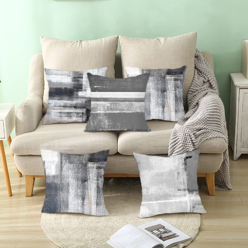 Daesar Decorative Throw Pillow Cases, Throw Pillowcases 4 Pack Grey