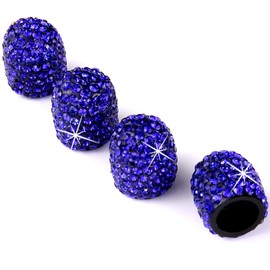 Bling Car Tire Valve Stem Caps, 4Pcs Universal Shinny Tire Air Valves Stem Caps, Sparkling Tire Valves Caps Dustproof for Most Cars, Motorcycles, SUV, Trucks, and Bicycles (Blue)