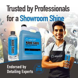 Nanoskin NANO SUDS Foaming Car Wash Shampoo 5 Gallons - Works with Foam Cannon, Foam Gun, Bucket Washes, Car Soap for Pressure Washer | Safe for Cars Trucks, Motorcycles, RVs & More | Fruity Scented, 640 Fl Oz (Pack of 1), Blue