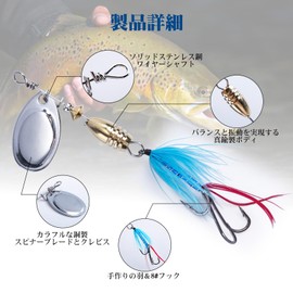 Goture Dry Flies Complete Set of 5 Spinnerbait with Spinner Blades with Storage Box Brass Body for Fly Fishing Bristles Real Wings 360° Rotation Spin Fly Fly Barb Hook Stream Tenkara Trout Fishing