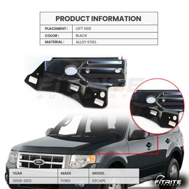 FITRITE AUTO Parts New Front Left Driver Side Bumper Bracket for 2008-2012 Ford Escape and 2008-2010 Mercury Mariner, Side Cover Bracket, Steel FO1066175