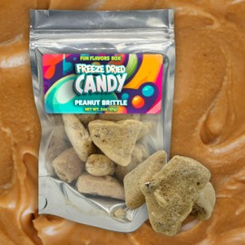 Fun Flavors Box Freeze Dried Candy Peanut Brittle Crunchy Treats Space Snacks Theme Party Favor Gift Idea, 2 oz