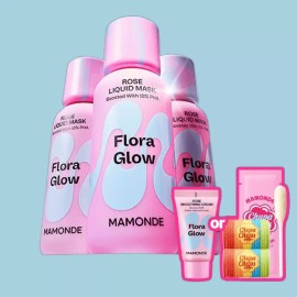 Mamonde 마몽드 플로라 글로우 로즈 리퀴드 마스크 80ml +볼마스크+헤어롤 [[결광화잘먹] 로즈리퀴드+볼마스크+헤어롤] Mamonde Flora Glow Rose Liquid Mask 80ml + Ball Mask + Hair Roll [Brightening Rose Liquid + Ball Mask + Hair Roll]