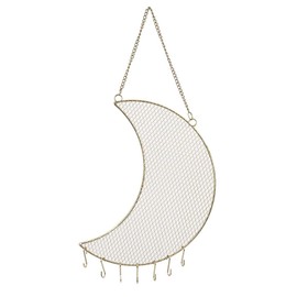 TANG SONG 1 PC 10.6”x7.9” Mental Wall-mounted Moon Earring Jewelry Stand Jewelry Organizer Earring Holder (Gold)