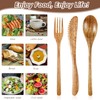 Geiserailie 24 Pcs Wooden Utensils for Eating Set Wooden Spoon