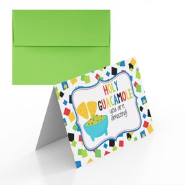 Holy Guacamole You're Amazing Good Work Pun Single (1) All Occasion Blank Greeting Card To Send To Friends & Family, 4"x 6" (when folded) Fill In Congratulations Note Card by AmandaCreation