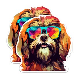 (2 Pack) Lhasas Apso Dog Stickers - Lhasas Apso with Sunglasses - Choose FromOver 100 Dog Breeds - 5 Inches On Longest Side - Premium Vinyl - Made in USA - BMCS0367