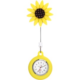 Nurse Watch, Retractable, Sunflowers Nurse Watches, Cute Nurse Watch, Cute Nurse Watch, Nurse Watch with Clip, yellow, Medical-floral-casual