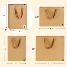 BagDream Paper Bags 8x4x11 25Pcs Gift Bags Heavy Duty Kraft Brown Gift Paper Bags with Handles Wedding Party Favor Gift Bags Shopping Bags Retail Merchandise Bags Paper Sacks