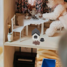 Abaodam Miniature Dog House: 1:12 Scale Dollhouse Wooden Pets House with Dog Bowl and Dog Food Mini House Furniture Accessories Set for Fariry Garden Scene Decors